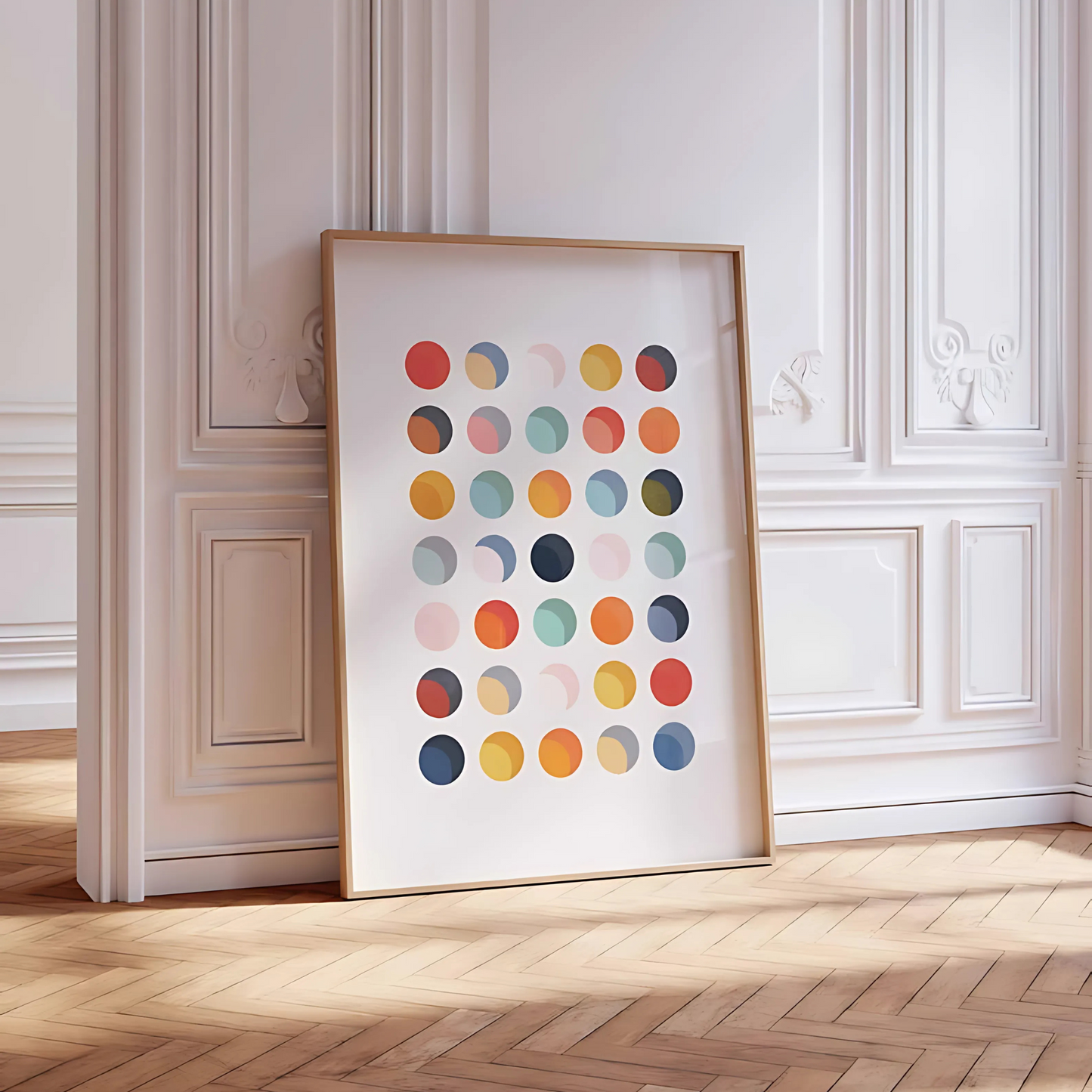 Modern Colorful Polka Dot Abstract FRAMED Print(Printable+Physical)