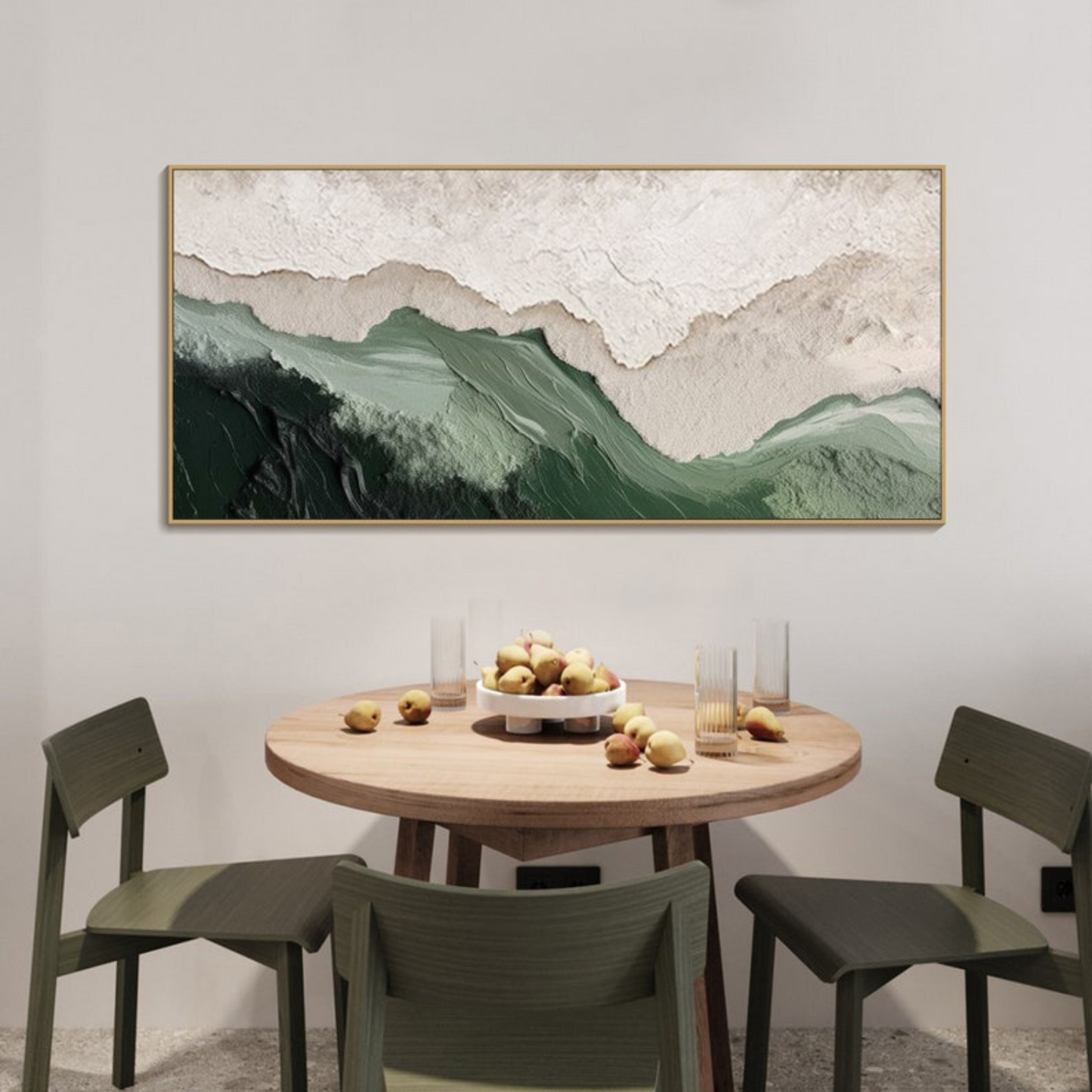 Sage Green Beige Minimalist Beach Painting(Printable+Physical)