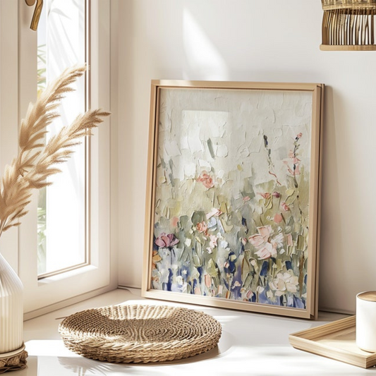 Wildflowers Oil Print Neutral Floral Wall Art(Printable+Physical)