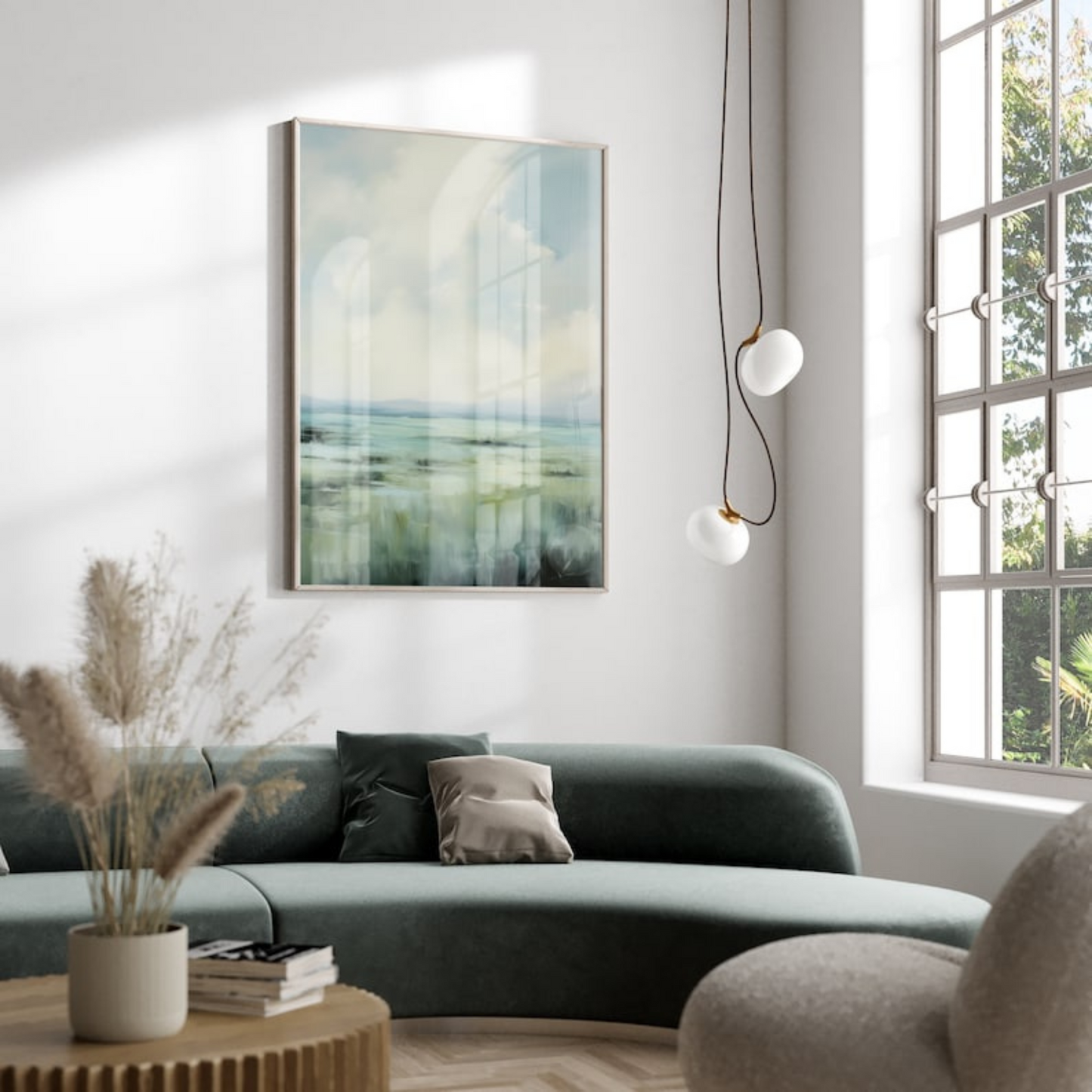 Muted Blue Green Landscape Abstract Wall Art(Printable+Physical)