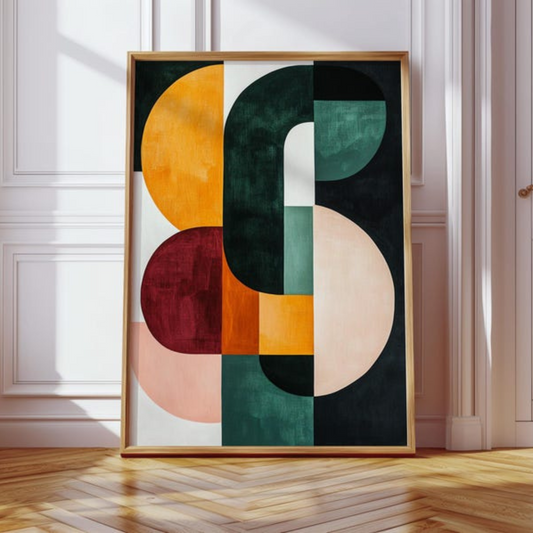 Bold Mid Century Modern Geometric Canvas Wall Art(Printable+Physical)