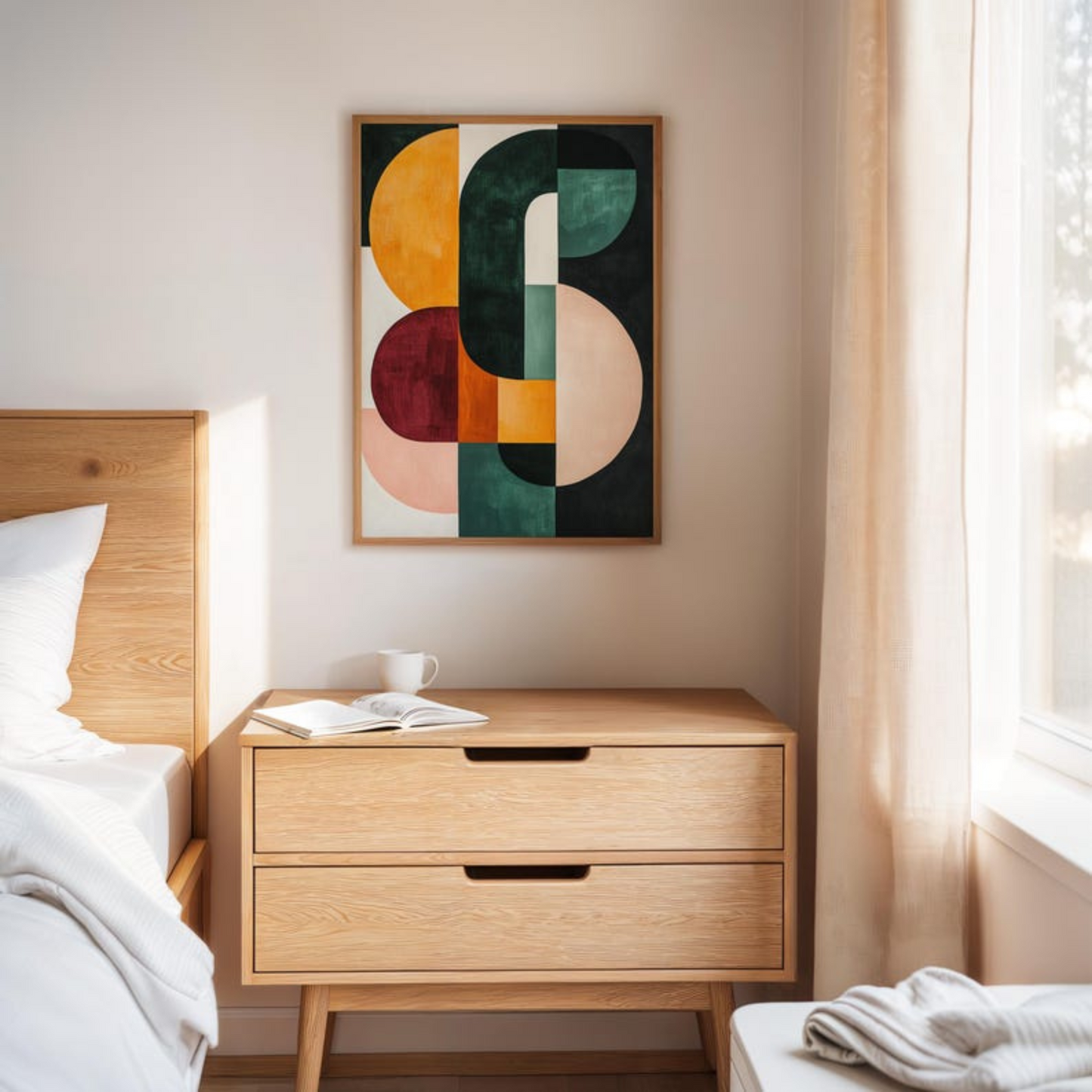Bold Mid Century Modern Geometric Canvas Wall Art(Printable+Physical)