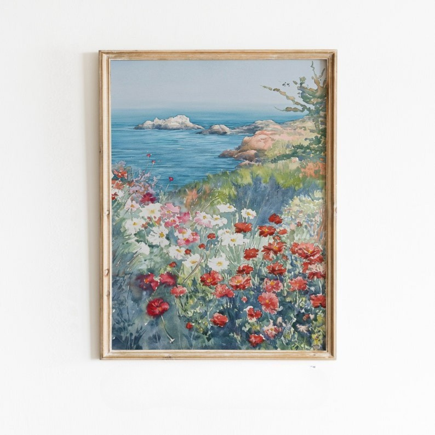 Coastal Printable Wildflower Field Landscape Painting(Printable+Physical)