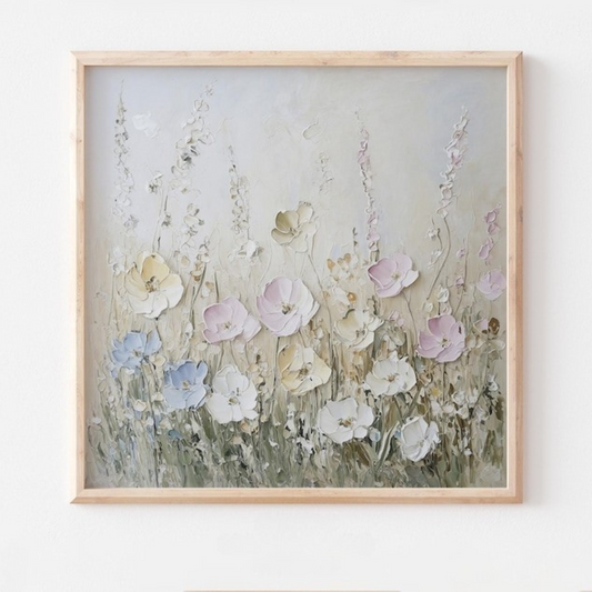 Wildflowers Oil Print Cosmos Flowers Wall Art(Printable+Physical)
