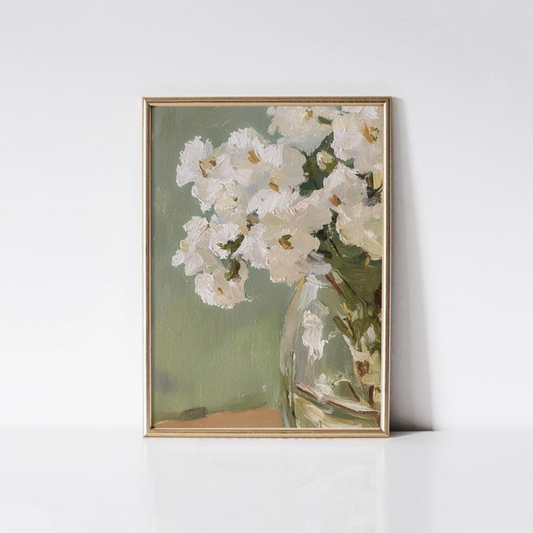 White Flower Still Life Painting PRINTABLE Art(Printable+Physical)