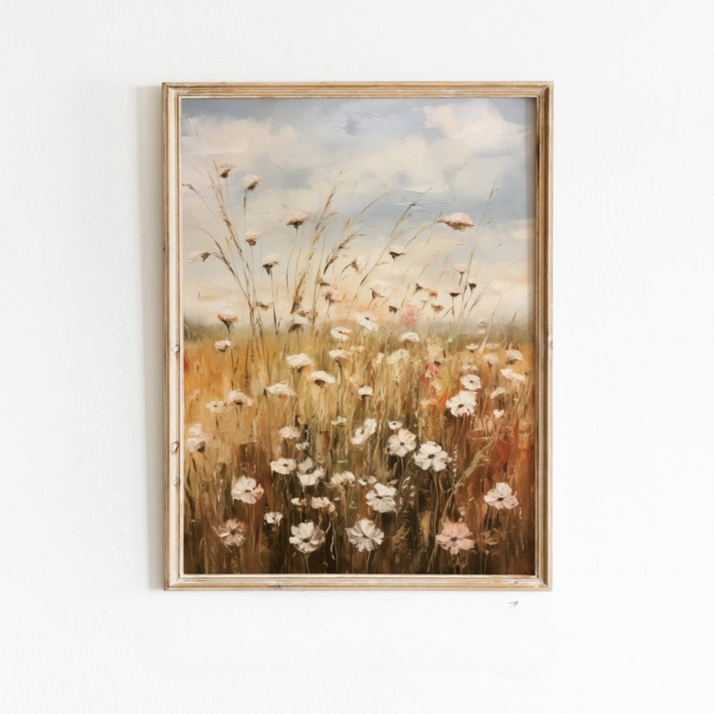 Neutral Vintage Wildflowers Summer Landscape Printable Wall Art(Printable+Physical)
