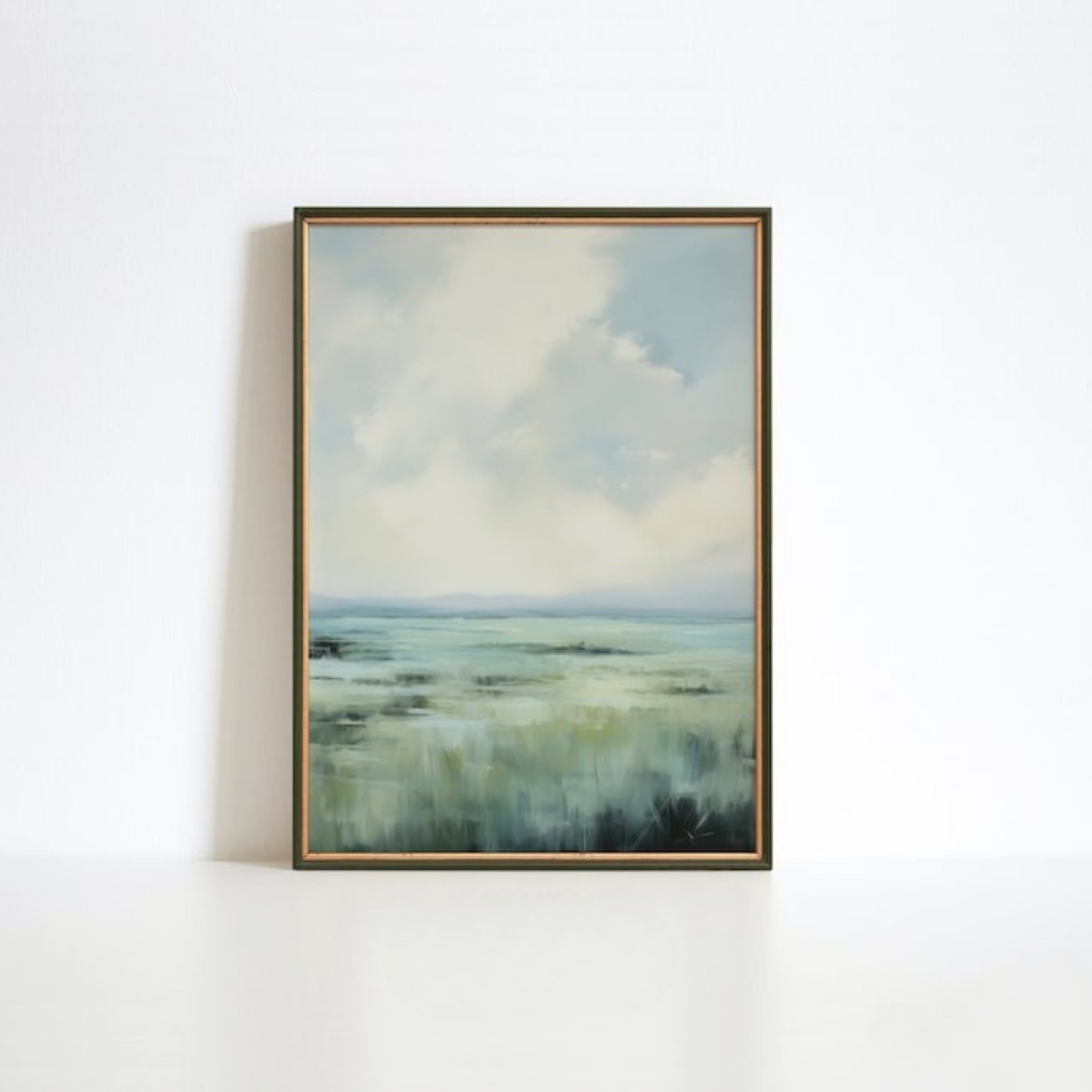 Muted Blue Green Landscape Abstract Wall Art(Printable+Physical)