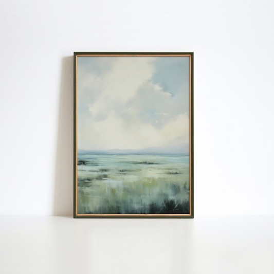 Muted Blue Green Landscape Abstract Wall Art(Printable+Physical)