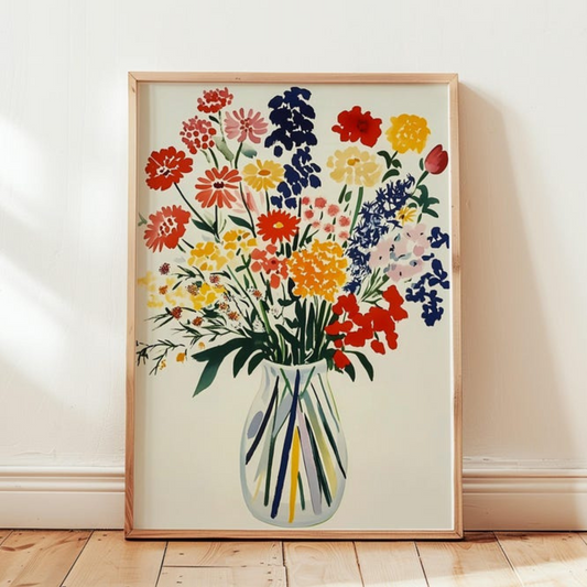 Colorful flowers hand drawn print(Printable+Physical)