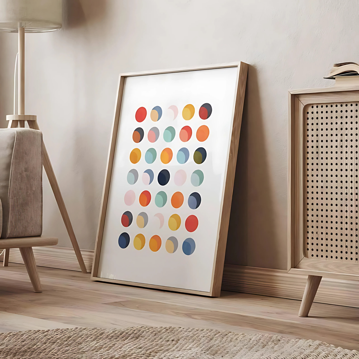 Modern Colorful Polka Dot Abstract FRAMED Print(Printable+Physical)