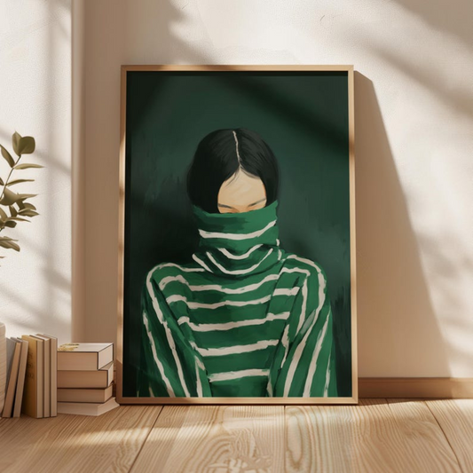 Emerald Green Abstract People Large Wall Art(Printable+Physical)