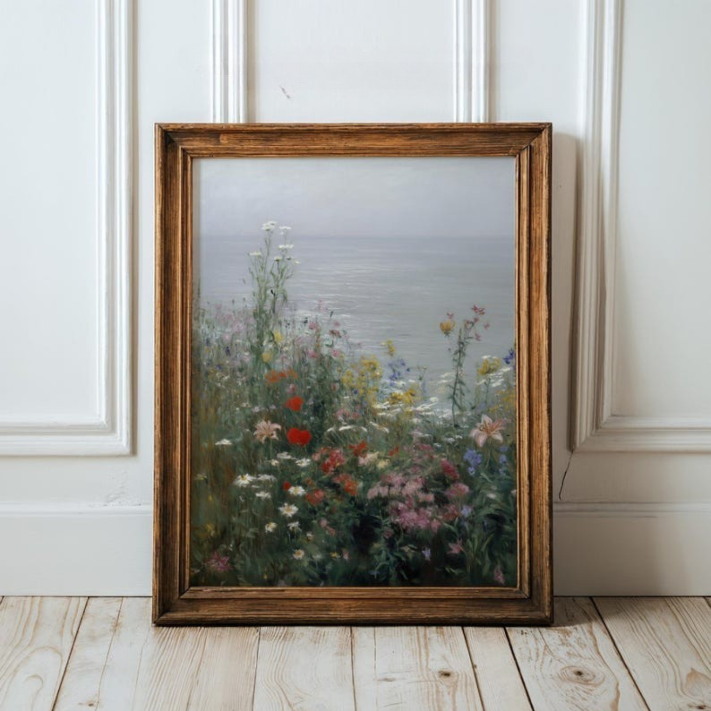 Vintage Coastal Wildflowers Oil Painting Print(Printable+Physical)