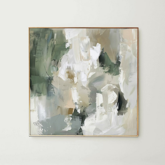 Neutral Beige Green Abstract Painting(Printable+Physical)