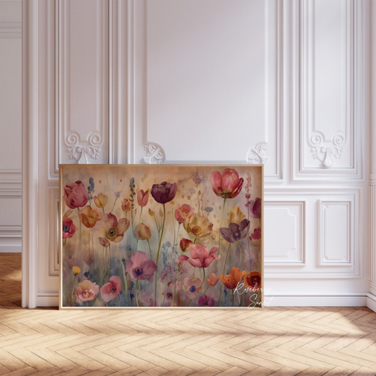 Spring Summer Wildflower Watercolor Art Print(Printable+Physical)