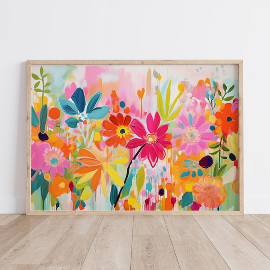 Gouache Painting Abstract Floral Botanical Wall Art(Printable+Physical)