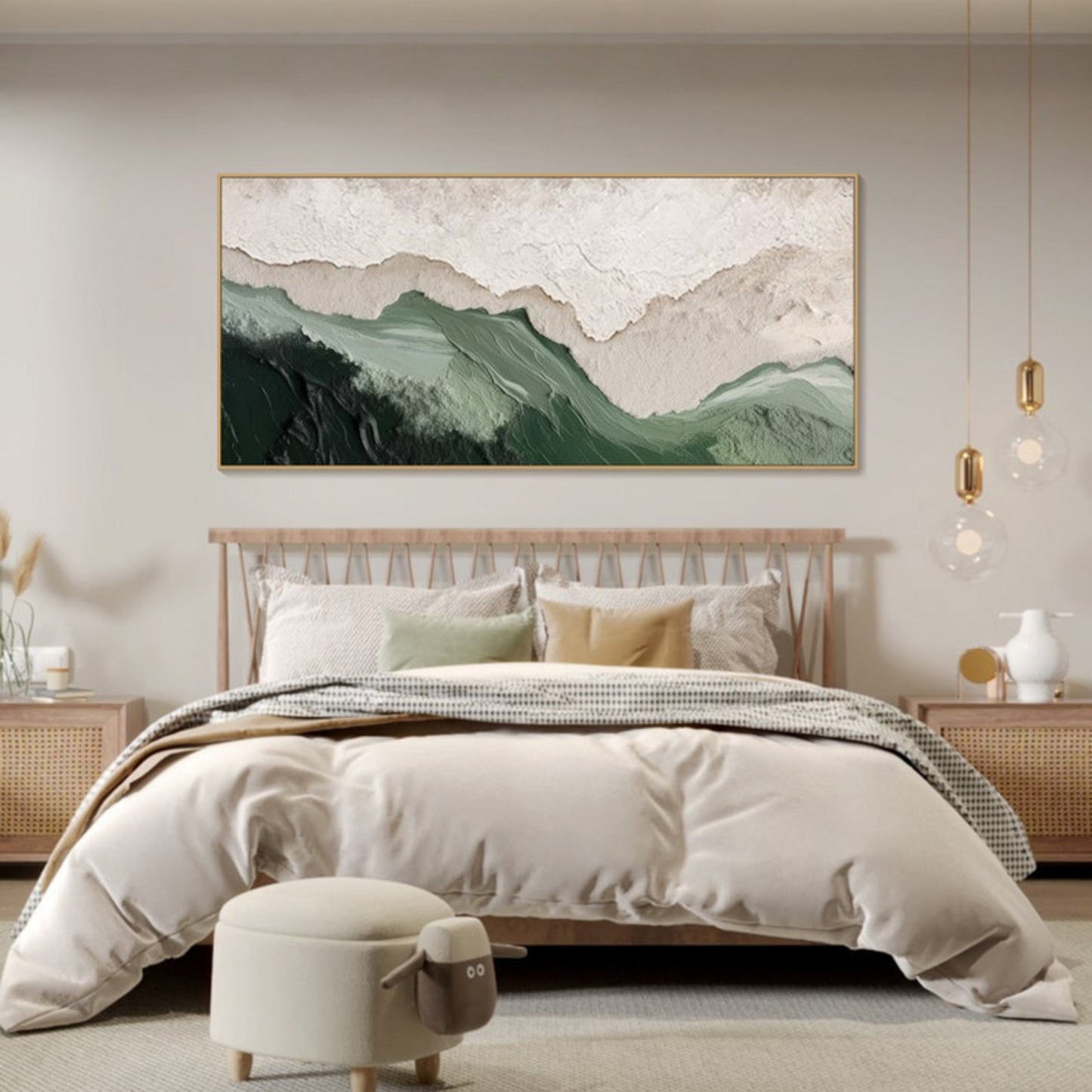 Sage Green Beige Minimalist Beach Painting(Printable+Physical)