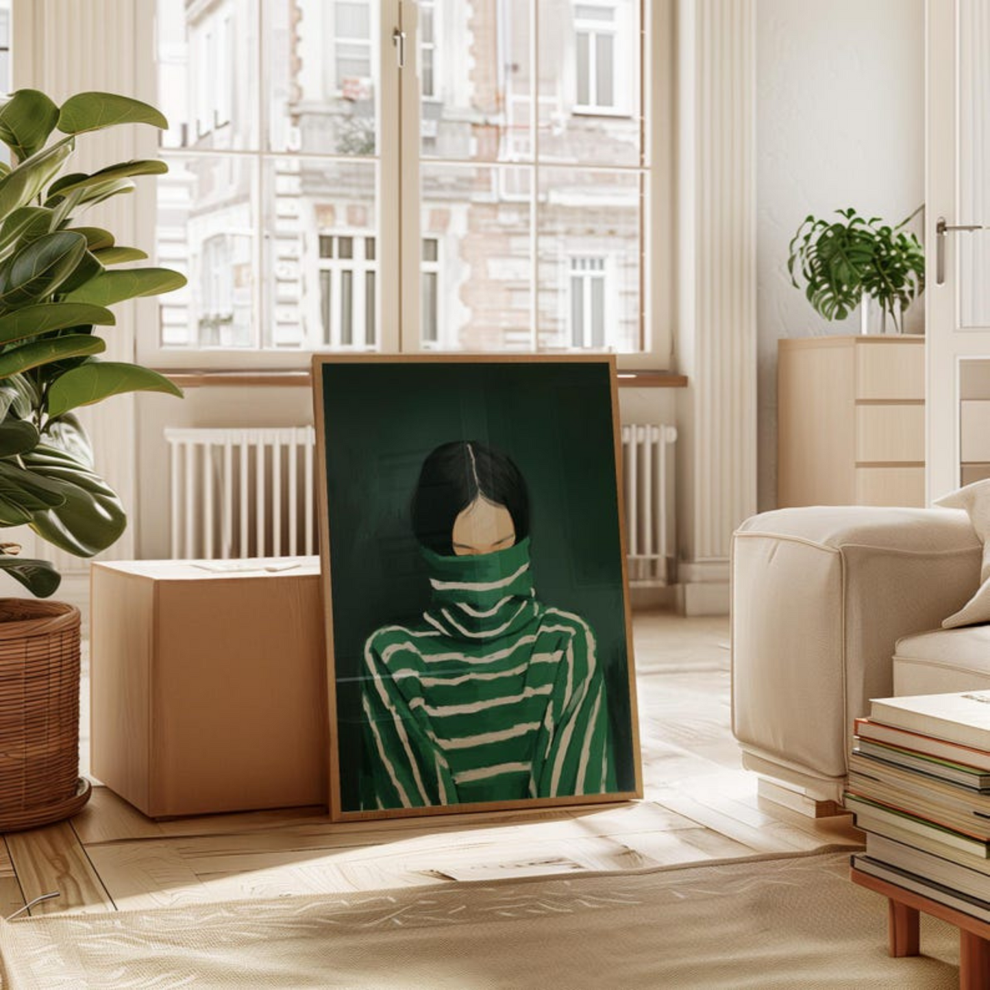 Emerald Green Abstract People Large Wall Art(Printable+Physical)
