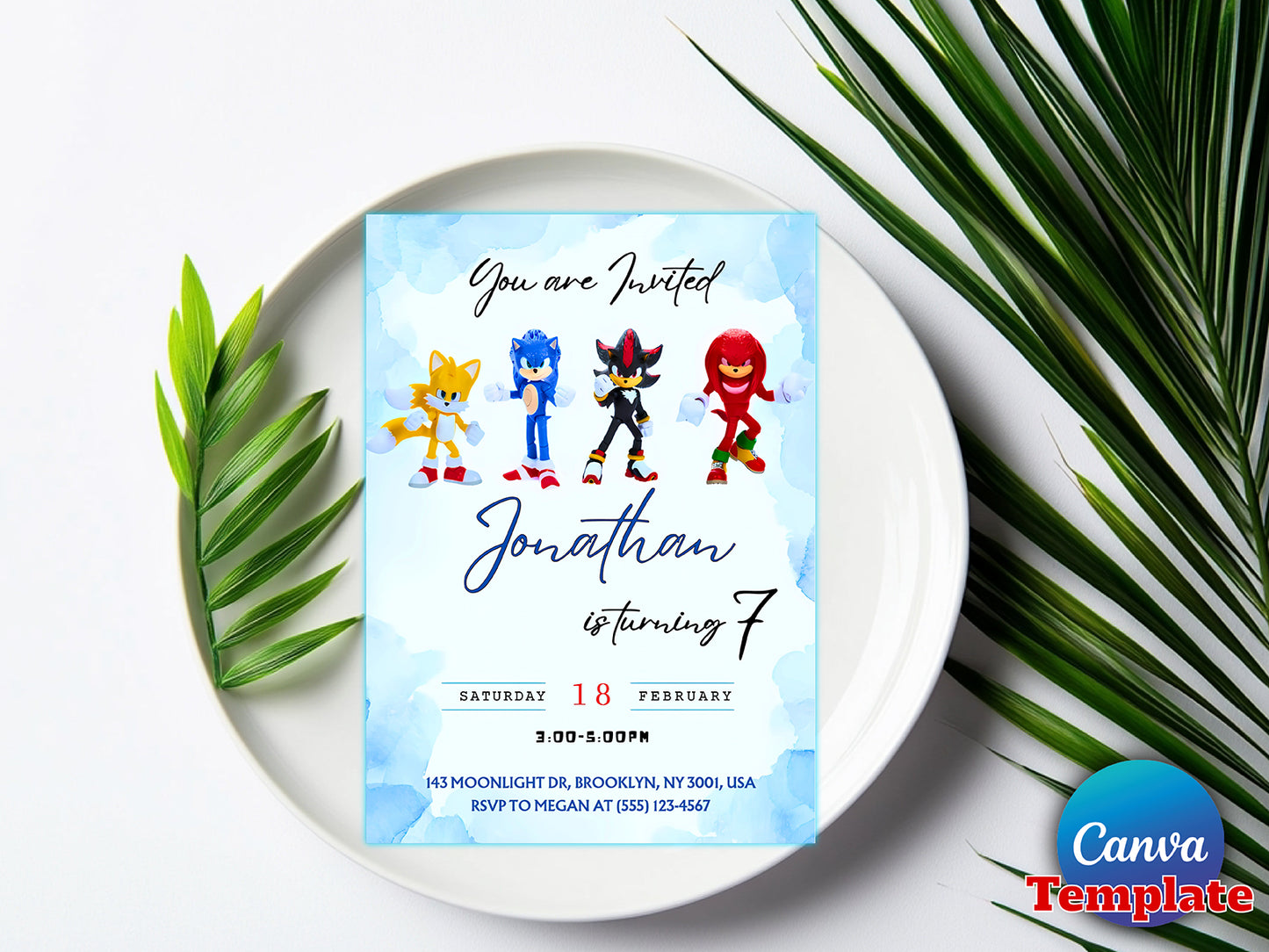 Editable Sonic 3 Invitation(Printable)