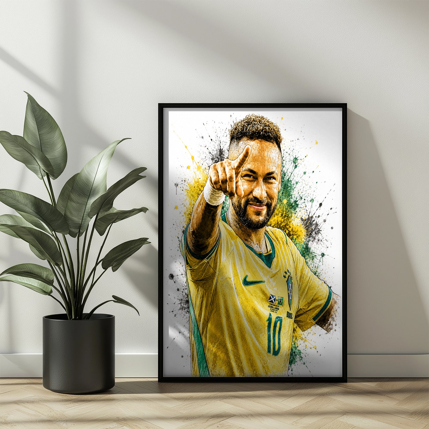 Neymar Jr Brazil National Team Watercolor Sketch Poster Samba Football Wall Decor (Printable+Physical)