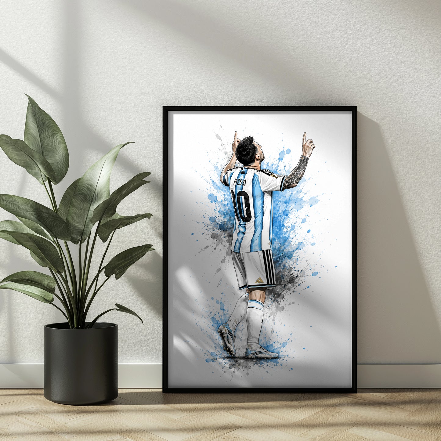 Lionel Messi Iconic Finger Pointing Celebration Argentina Sketch Wall Art Poster (Printable+Physical)