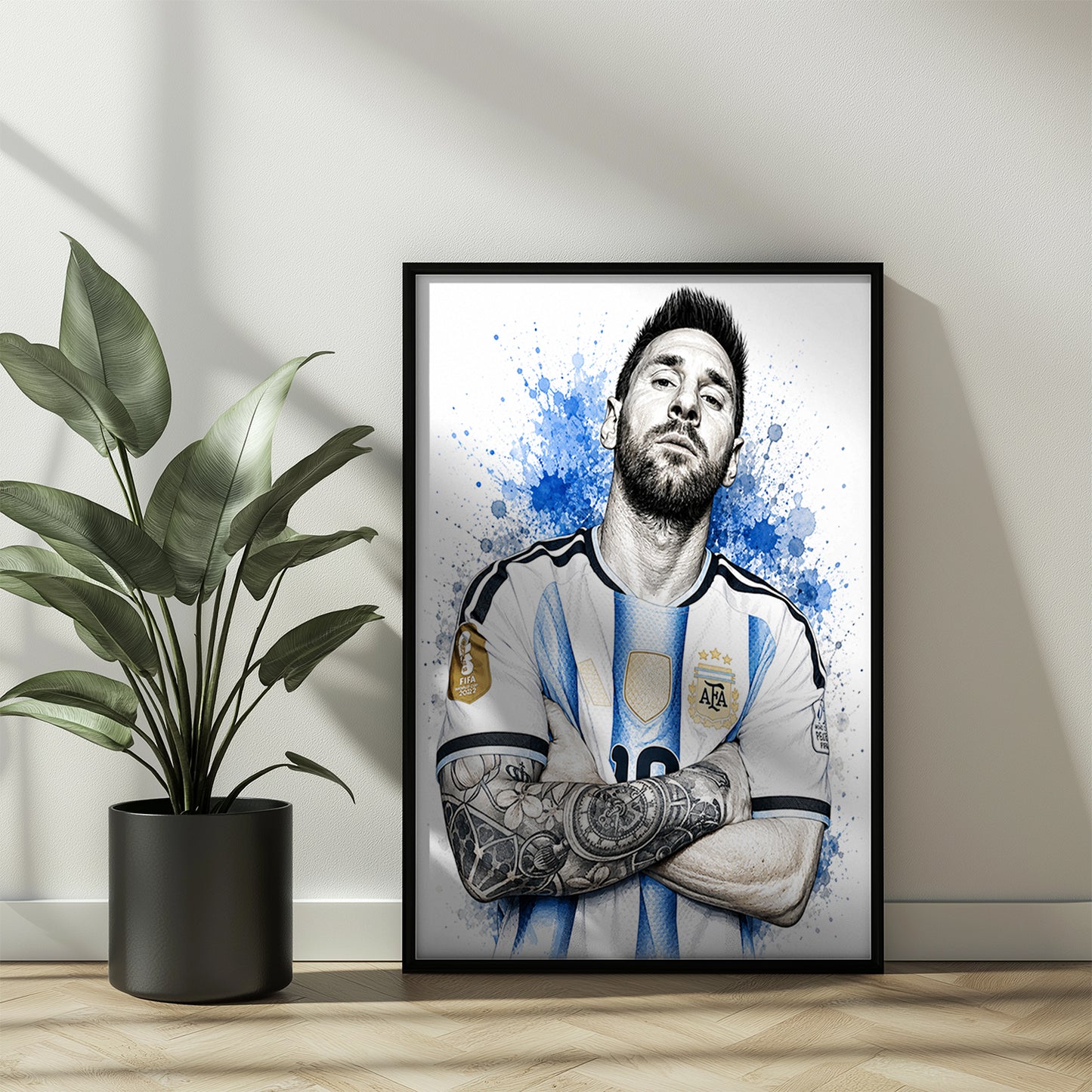 Lionel Messi Argentina Arms Crossed Poster Albiceleste Captain Sketch Tattoo Detail Wall Art (Printable+Physical)