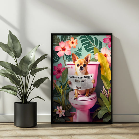 Funny Chihuahua on Toilet Print(Printable+Physical)