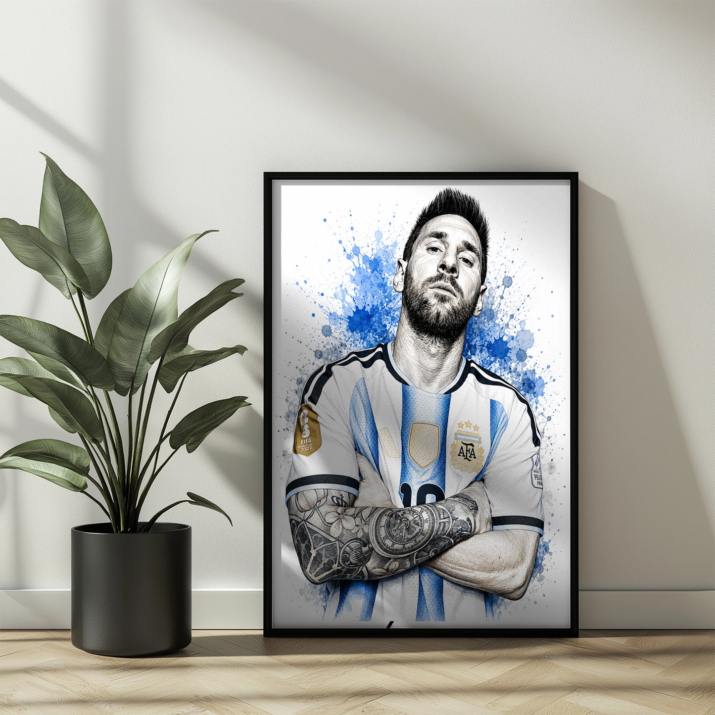 Lionel Messi Argentina Arms Crossed Poster Albiceleste Captain Sketch Tattoo Detail Wall Art (Printable+Physical)