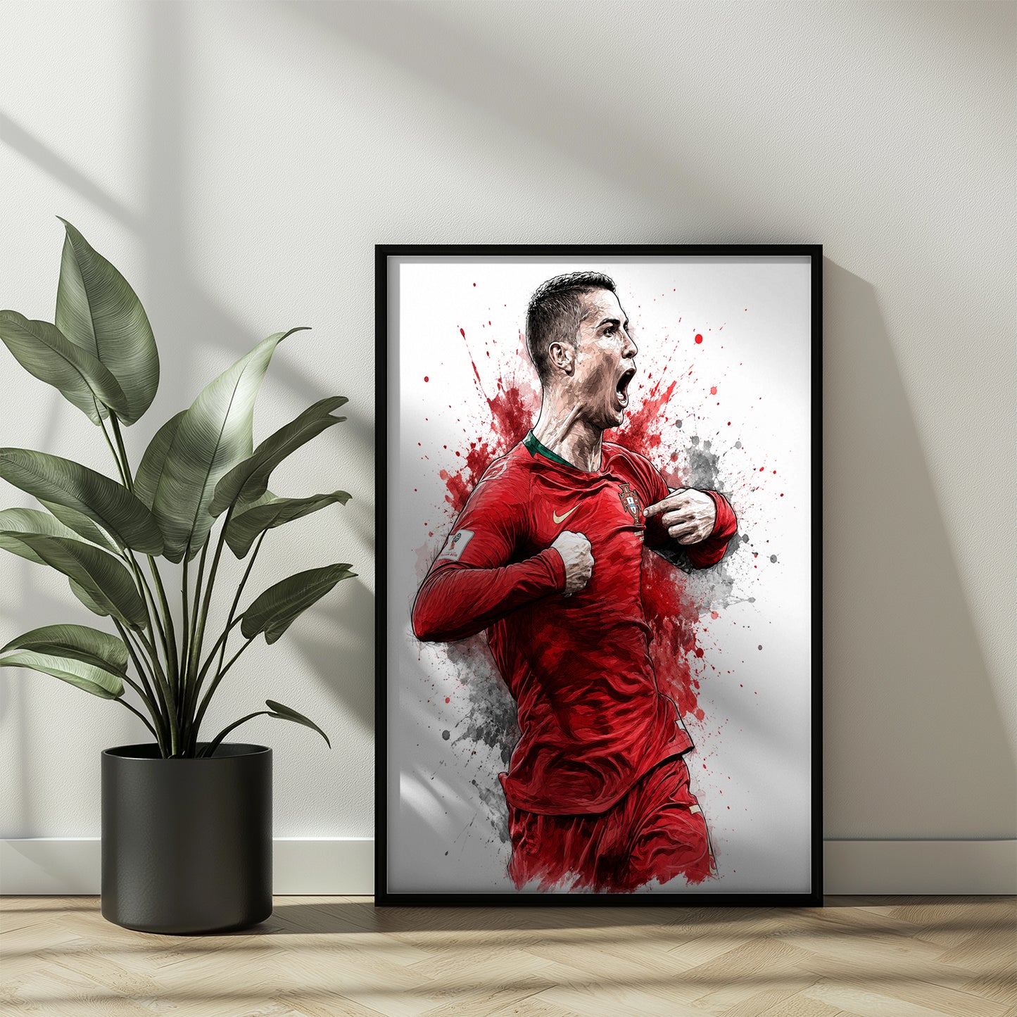 Cristiano Ronaldo Portugal Crest Point Poster CR7 Watercolor Sketch Side Profile Wall Art (Printable+Physical)