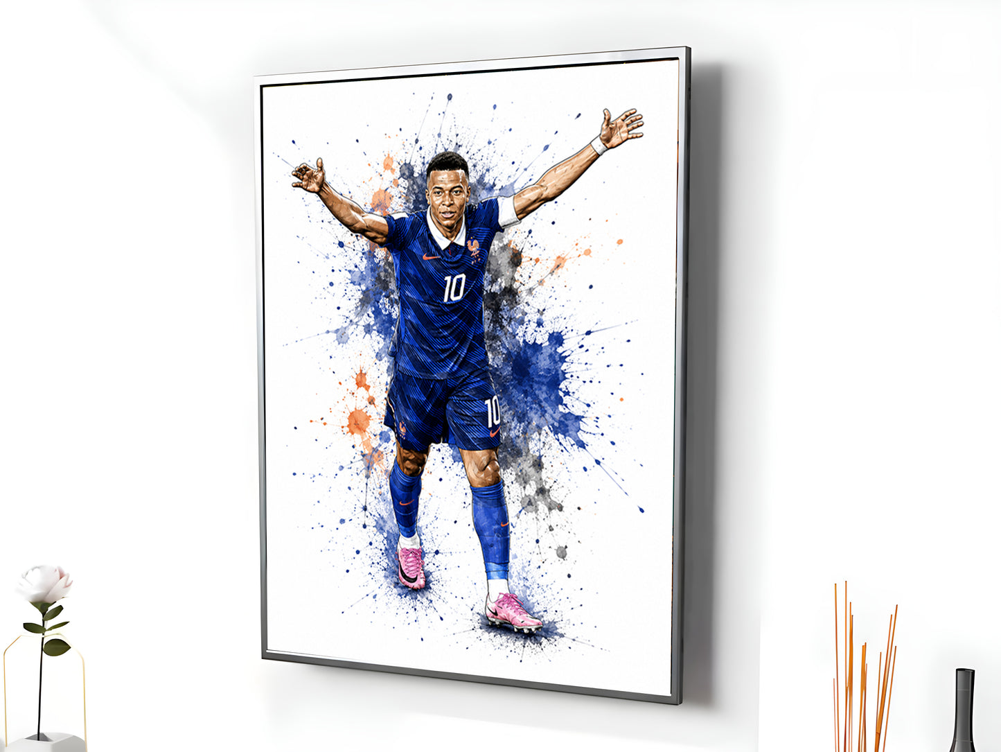 Kylian Mbappe France National Team Vibrant Splash Art Poster Soccer Phenomenon Wall Decor (Printable+Physical)