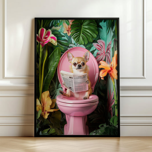 Funny Chihuahua on Toilet Print(Printable+Physical)