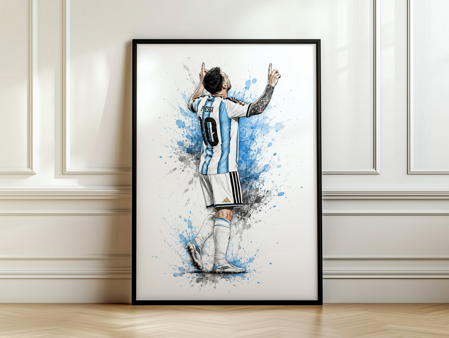 Lionel Messi Iconic Finger Pointing Celebration Argentina Sketch Wall Art Poster (Printable+Physical)