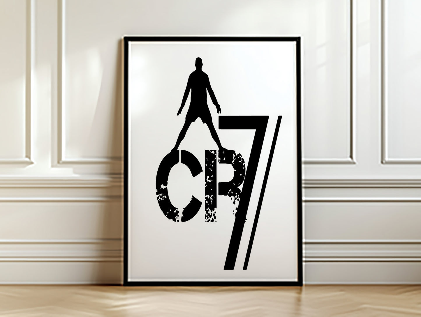 CR7 Monochrome Stencil Art Poster Ronaldo Signature Victory Stance Wall Decor (Printable+Physical)