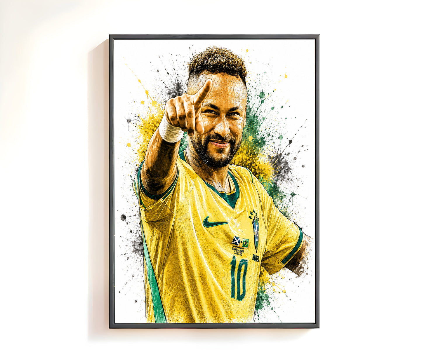 Neymar Jr Brazil National Team Watercolor Sketch Poster Samba Football Wall Decor (Printable+Physical)