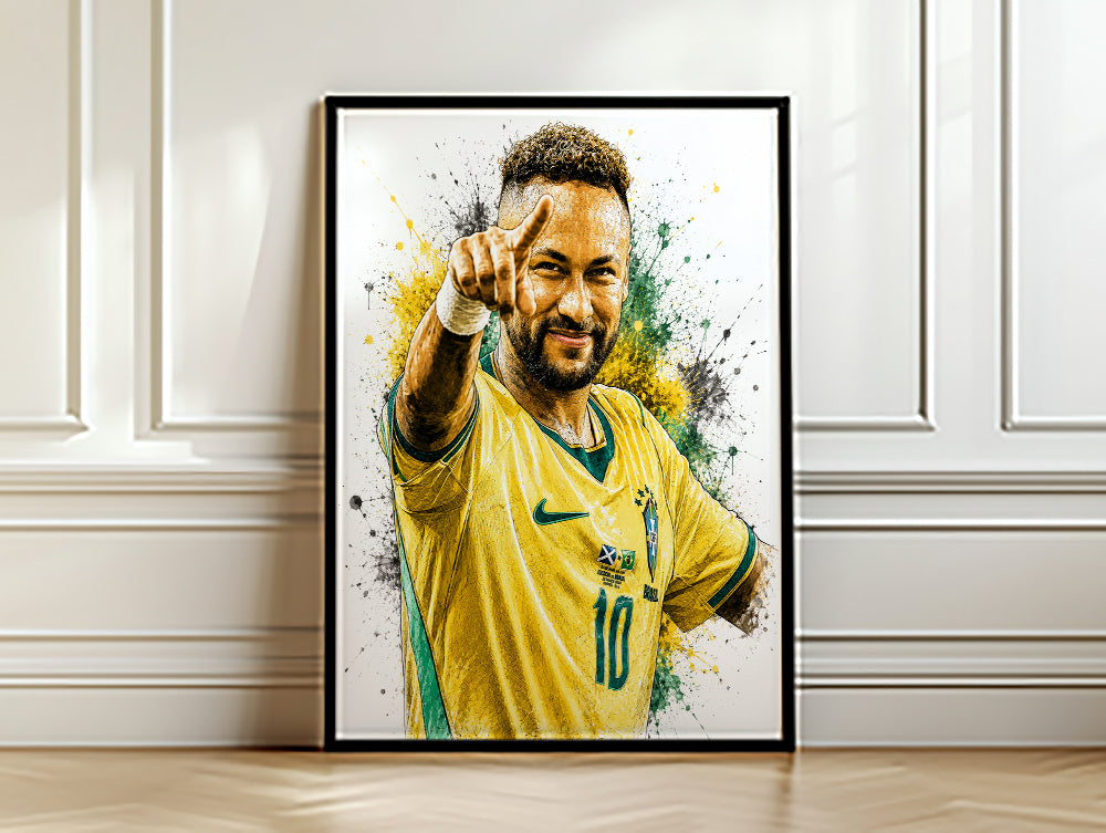 Neymar Jr Brazil National Team Watercolor Sketch Poster Samba Football Wall Decor (Printable+Physical)