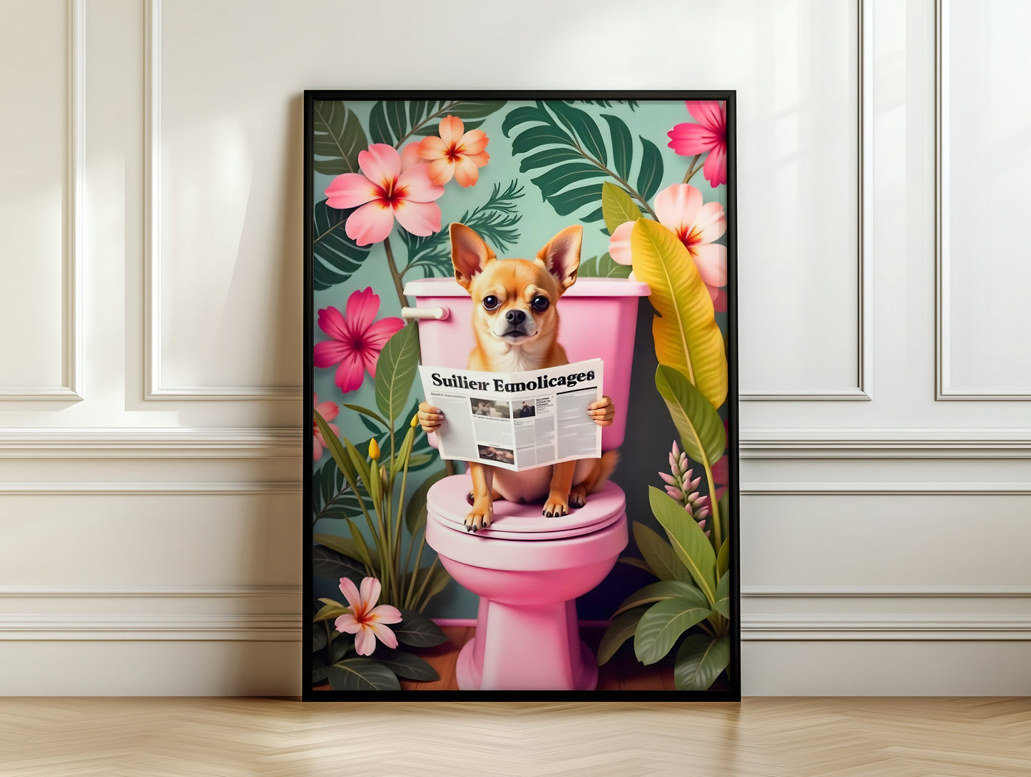 Funny Chihuahua on Toilet Print(Printable+Physical)