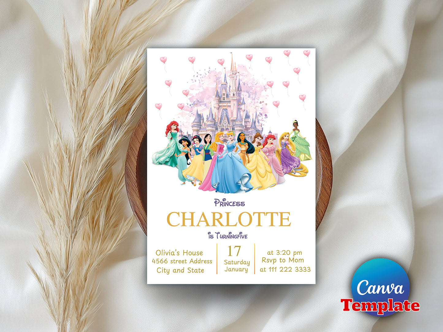 Watercolor Royal Princess Magical Birthday Party Invite(Printable)