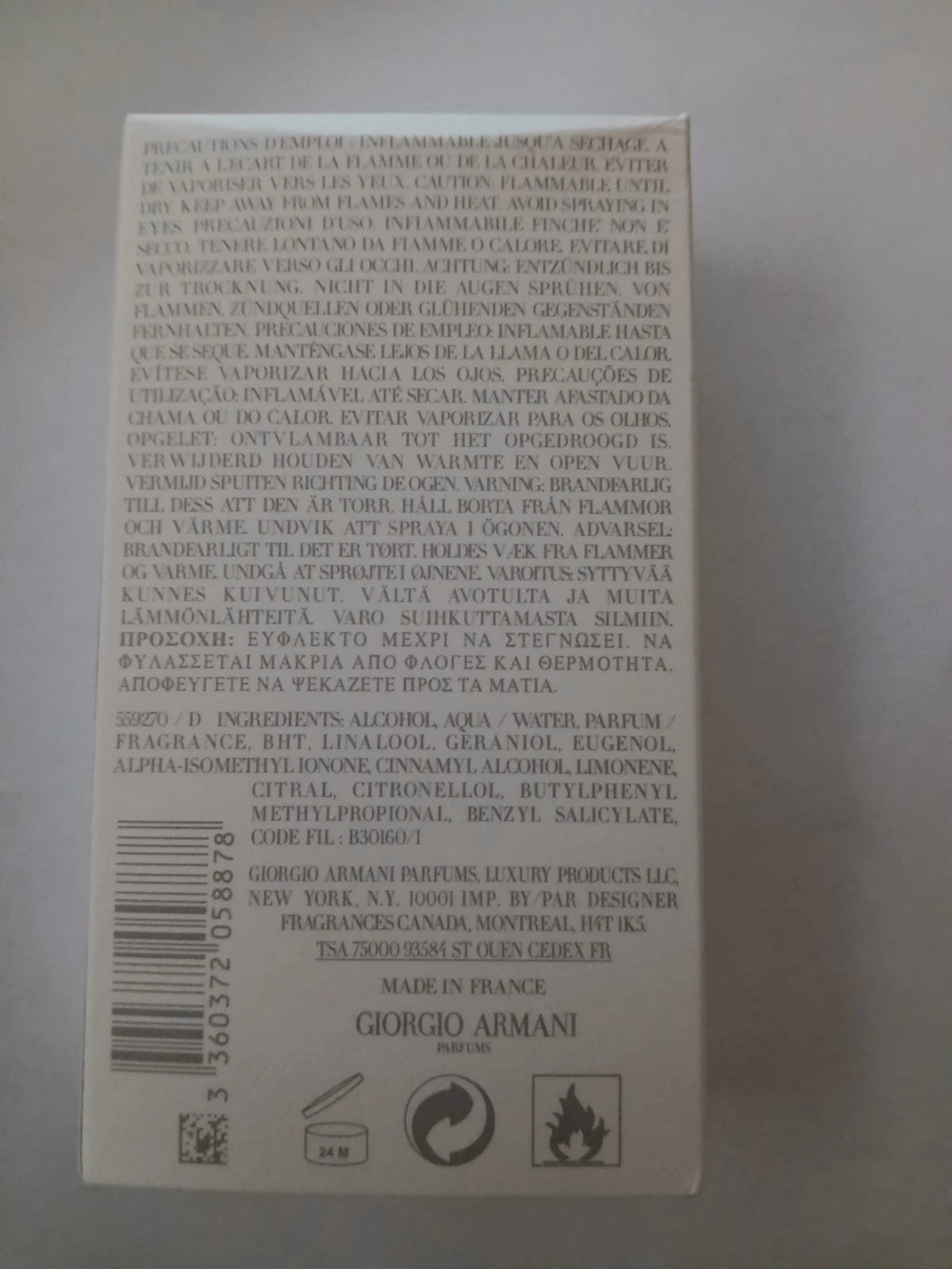 Giorgio Armani Acqua Di Gio EDT Men's Cologne 3.4 oz / 100 mL