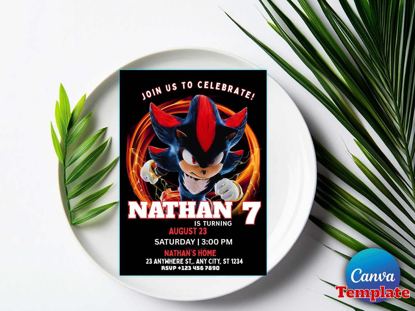 Editable Sonic the Hedgehog Birthday Invitation(Printable)