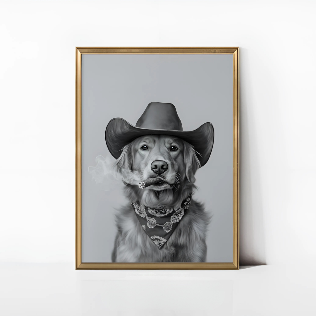 Golden Retriever Cowboy Print(Printable+Physical)