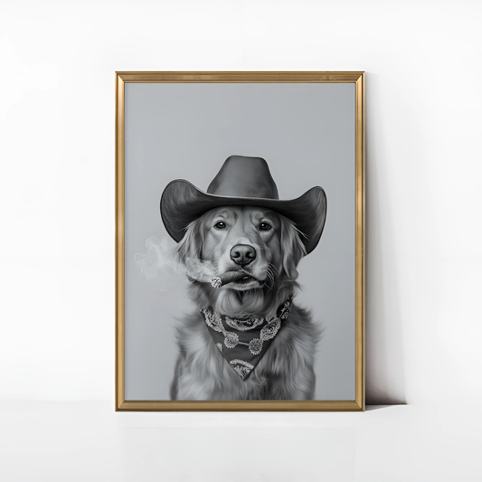Golden Retriever Cowboy Print(Printable+Physical)