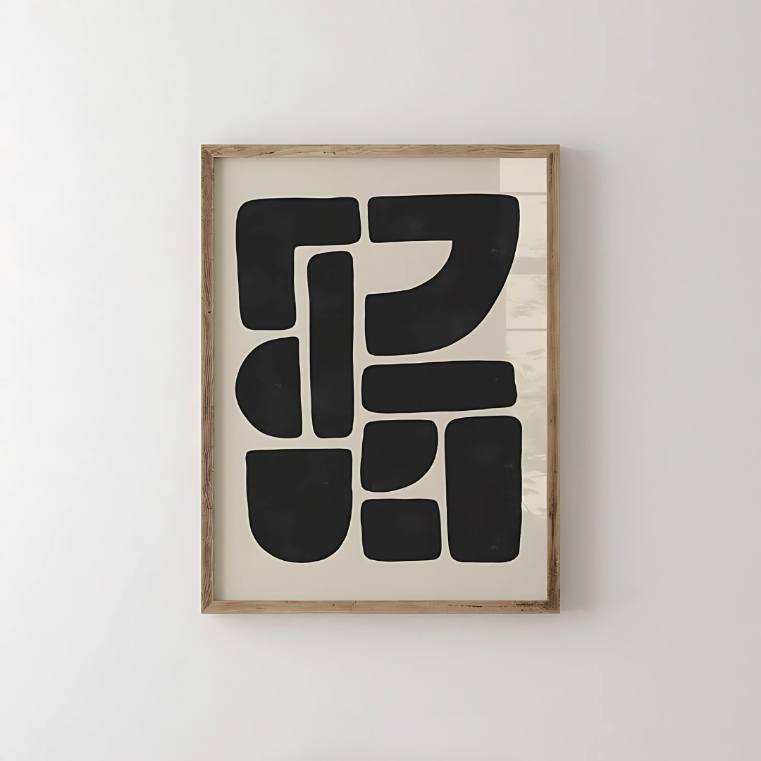 Mid Century Modern Beige and Black Wall Art(Printable+Physical)
