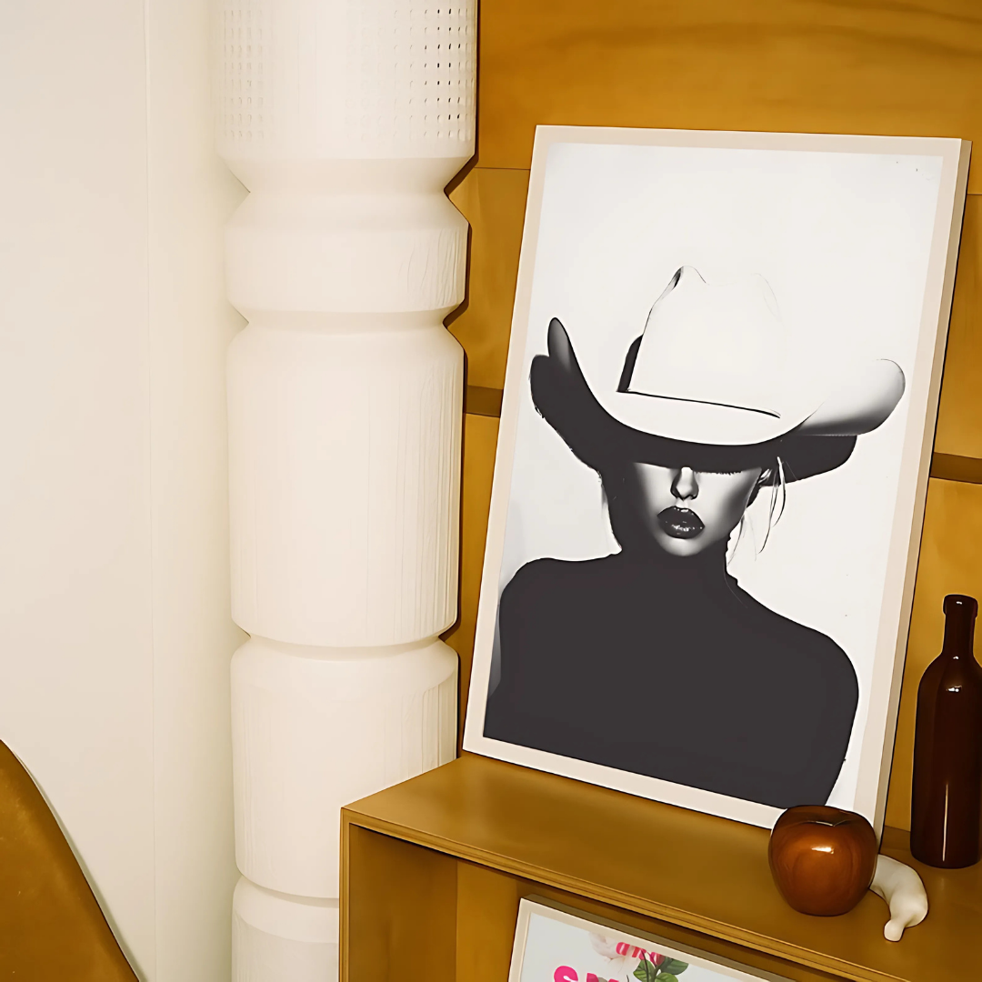 Halftone Minimalist Cowgirl Art Print(Printable+Physical)