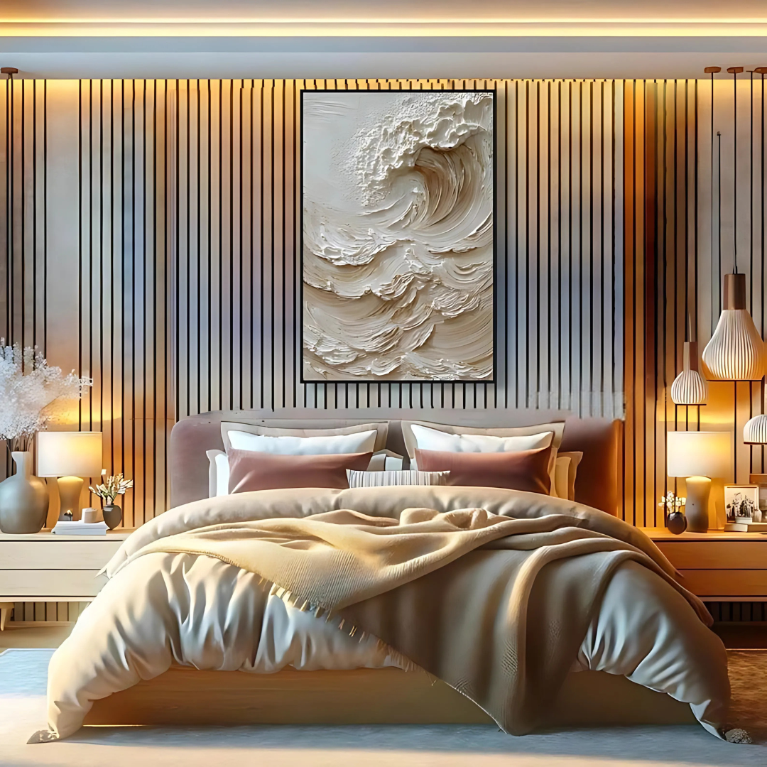 3D Textured Wave Wall Art (Printable+Physical)