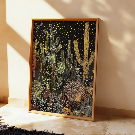 Desert Night Cactus Southwestern Wall Art(Printable+Physical)
