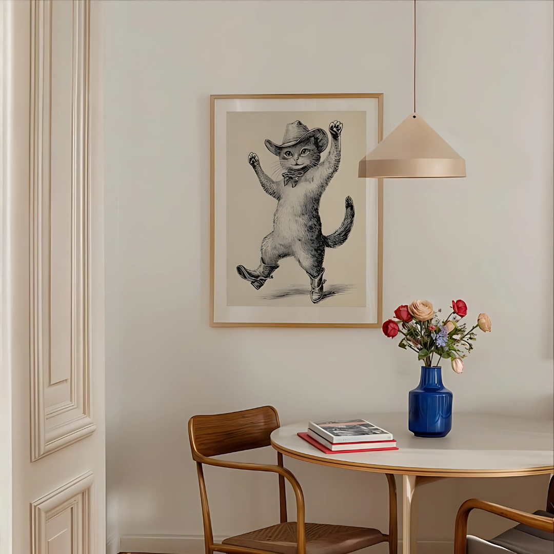 cowboy cat wall art decor(Printable+Physical)