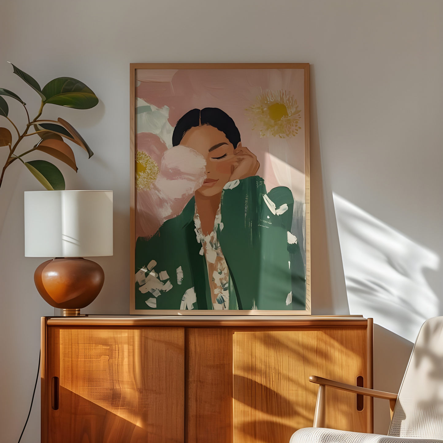 Floral Woman Modern Fashion Portrait Print(Printable+Physical)