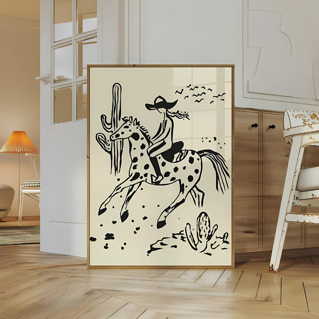 cowgirl riding horse digital art (Printable+Physical)