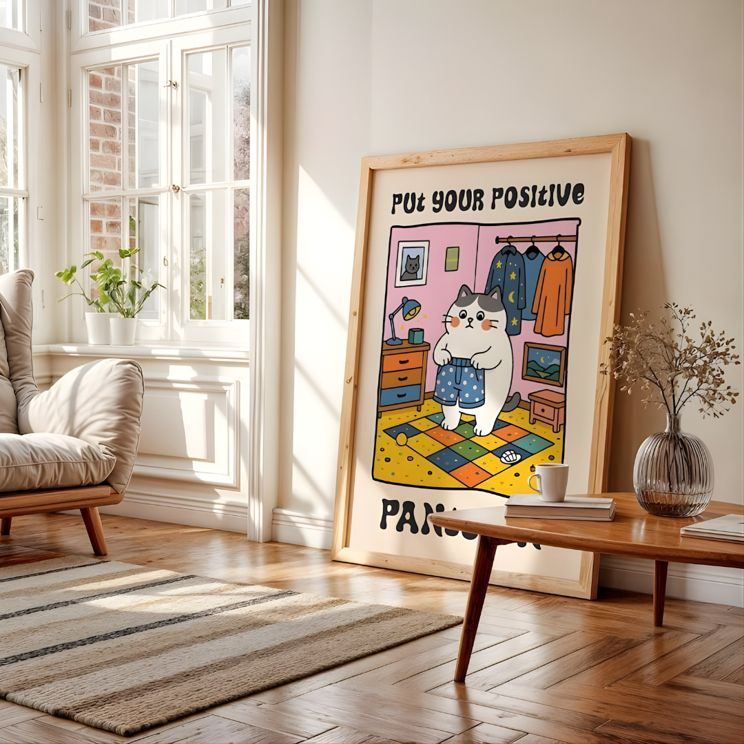 Positive Cat Motivational Wall Art(Printable+Physical)