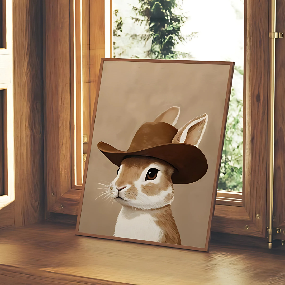 bunny neutral boy room animal wall art (Printable+Physical)