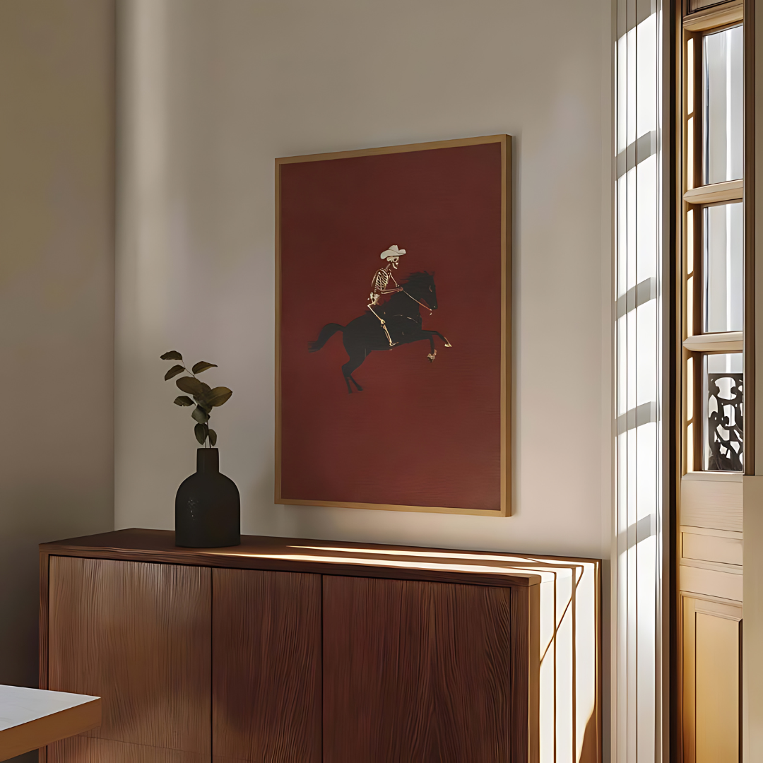 Skeleton Cowboy Illustration Bucking Bronco Wall Art(Printable+Physical)